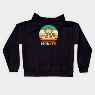 Vintage Retro Monkey Kids Hoodie